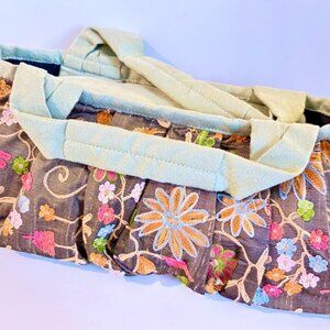 Vintage Handmade Silk Embroidered Hobo Tote Bag
